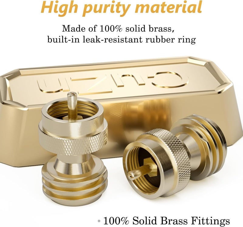 NUPICK Propane Tank Adapter, 1 Lb to 20 Lb Converter, Hook Up Small Propane Tanks to BBQ Grill, 100% Solid Brass Construction - Image 3